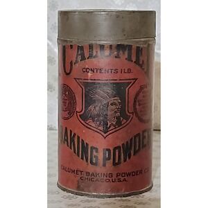 Vintage Calumet Baking Powder Tin 1 lb. Collectible Advertising Chicago USA